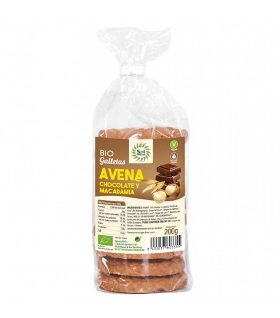 Galleta avena chocolate macadamia SOL NATURAL 200 gr
